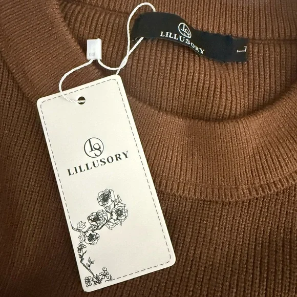 Elegant Brown Crew Neck Sweater - Picture 2 of 13